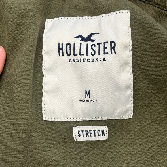 Hollister Olive Green Womens M Stretch‎ Cinch Waist Button Military Field Jacket - Picture 5 of 9